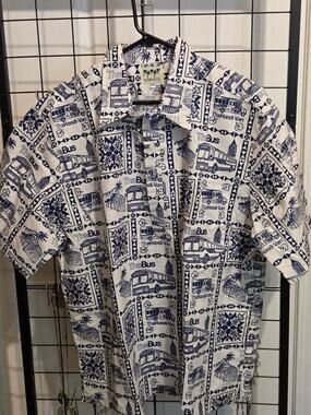 Vintage Hawaii I.D. TheBus Honolulu Transit Aloha Shirt Men's XXXL 3XL